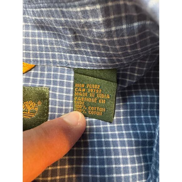 TIMBERLAND Button up; Long sleeve shirt, size Men's XXL, Blue pattern - Picture 8 of 9